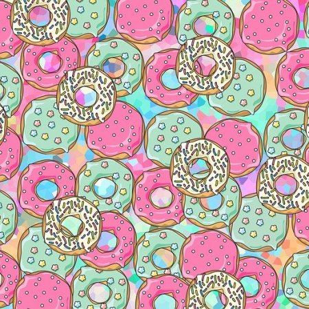 A colourful selection of cartoon donuts.