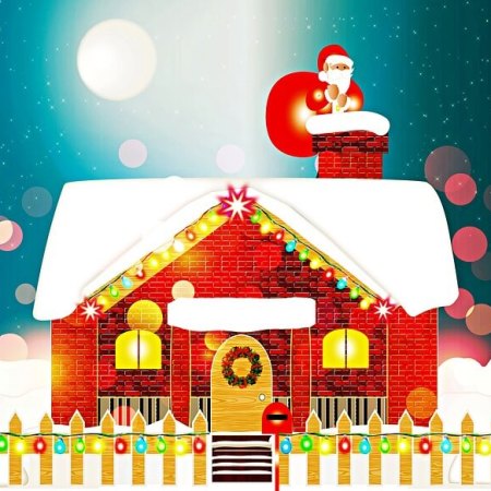 Santa getting stuck up a chimney