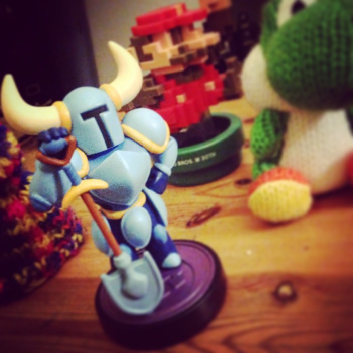 The shovel Knight amiibo with Mario and Yoshi