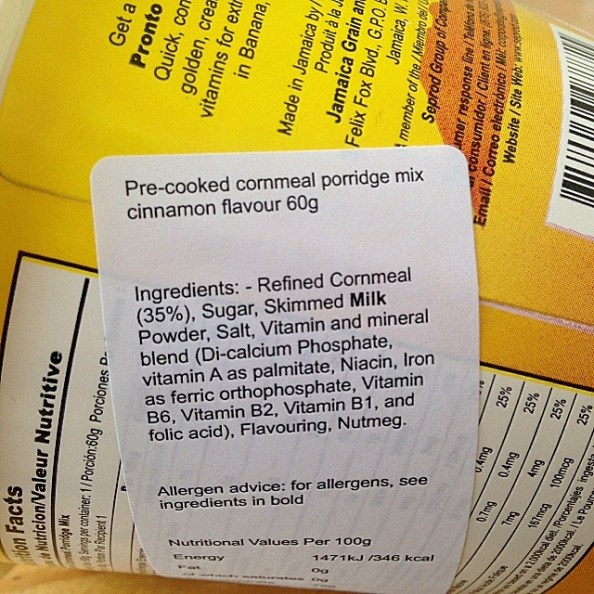 Instant Porridge Ingredients