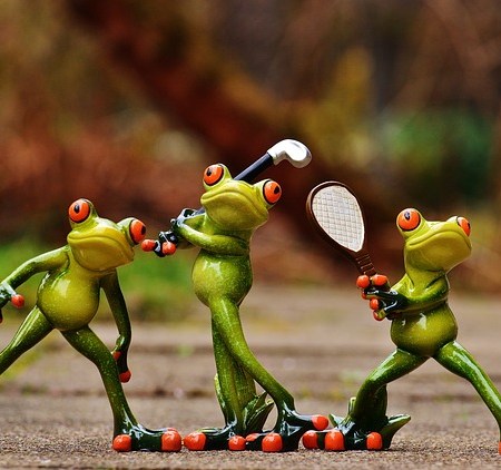 Frogs playing sports games