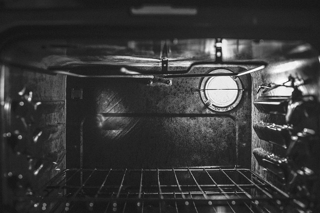 The inside of an oven