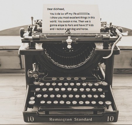 Love letter in a typewriter