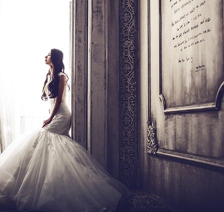 A woman in a wedding dress