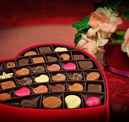 Romantic chocolates of love