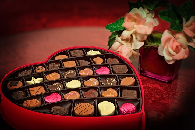 Romantic chocolates of love