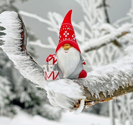 Santa Claus model in the snow