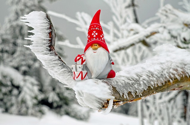 Santa Claus model in the snow