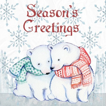 Season's Greetings Christmas card with polar bears