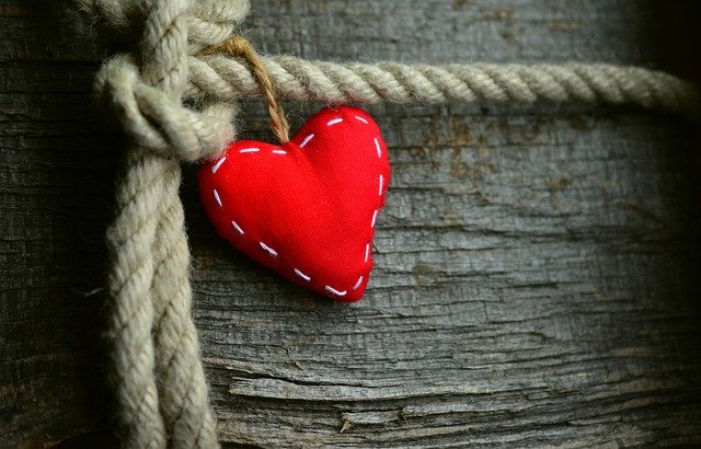 A love heart tied to some rope