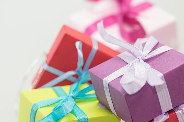 Christmas gifts in multicoloured boxes