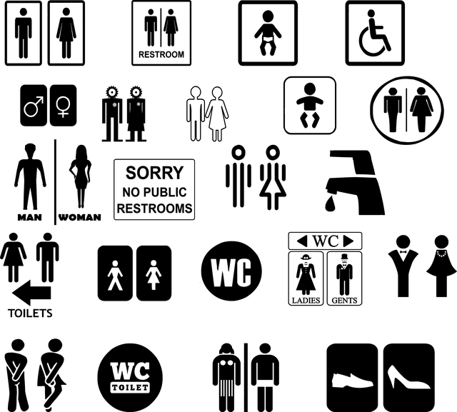 Public toilet signs for using the lavatory