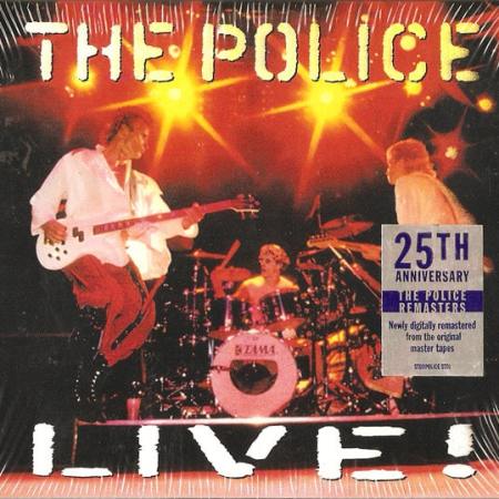 The Police Live album with Sting jumping, Stewart Copeland drumming, and Andy Summers