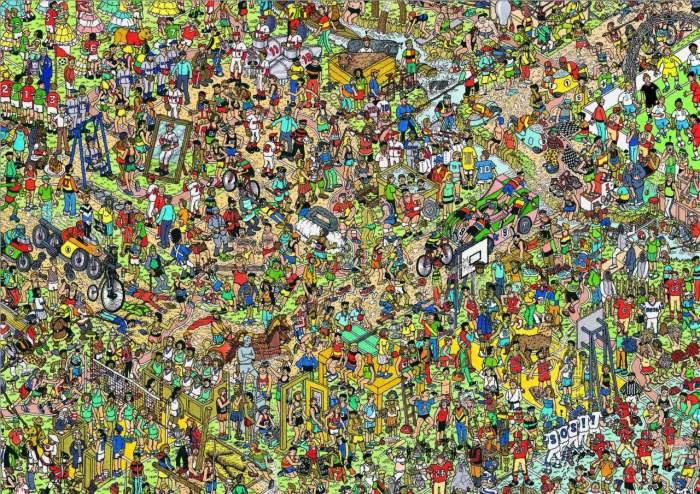 Where's Wally sketch of teeming masses in the wimmelbilderbuch style