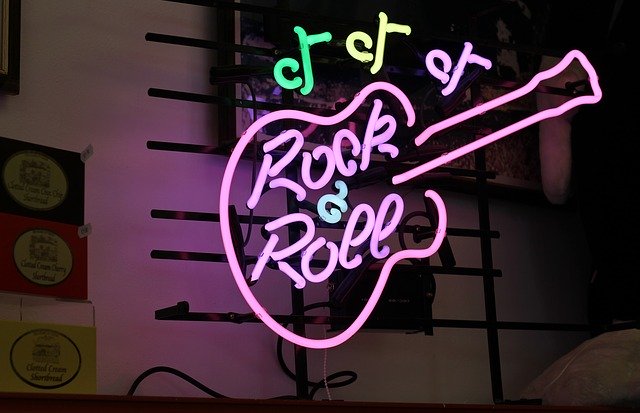 Rock and roll guitar sign
