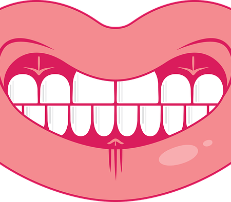 A giant smiling pink mouth with teeth