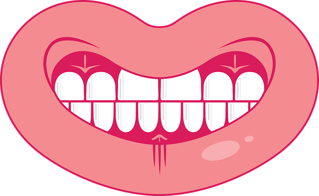 A giant smiling pink mouth with teeth