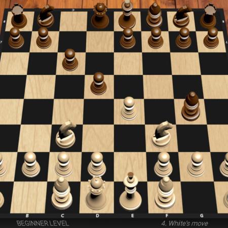 A chess board the its 32 pieces