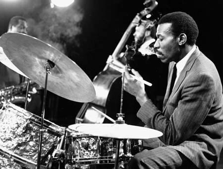 Elvin Jones playing the drums