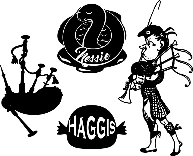 Scottish icons, including haggis