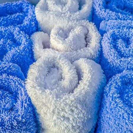 A selection of blue and white towels