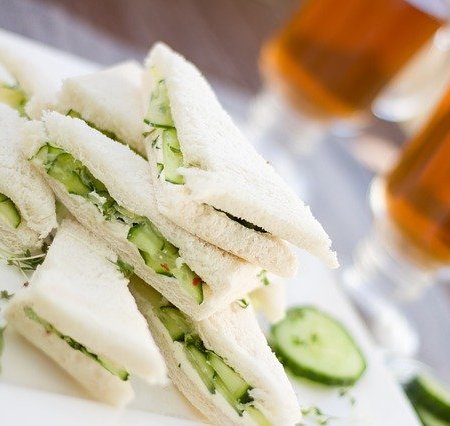 Cucumber sandwich with white bread.