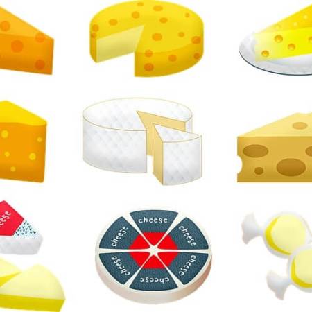An assortment of cartoon cheese