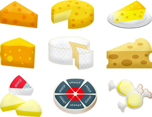 An assortment of cartoon cheese