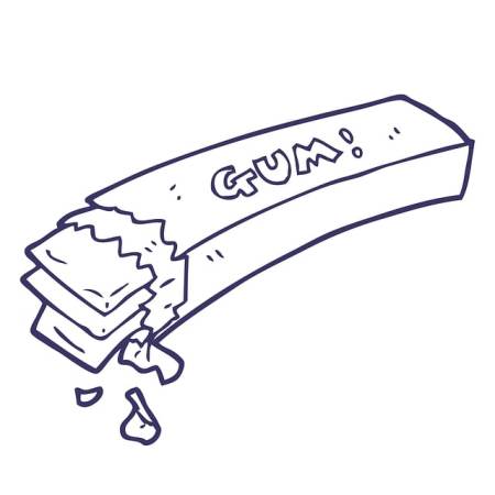 A cartoon drawing of a packet of chewing gum