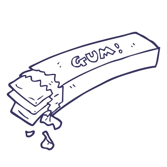 A cartoon drawing of a packet of chewing gum