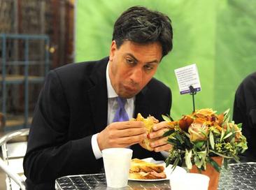 Ed Miliband eating a bacon sandwich