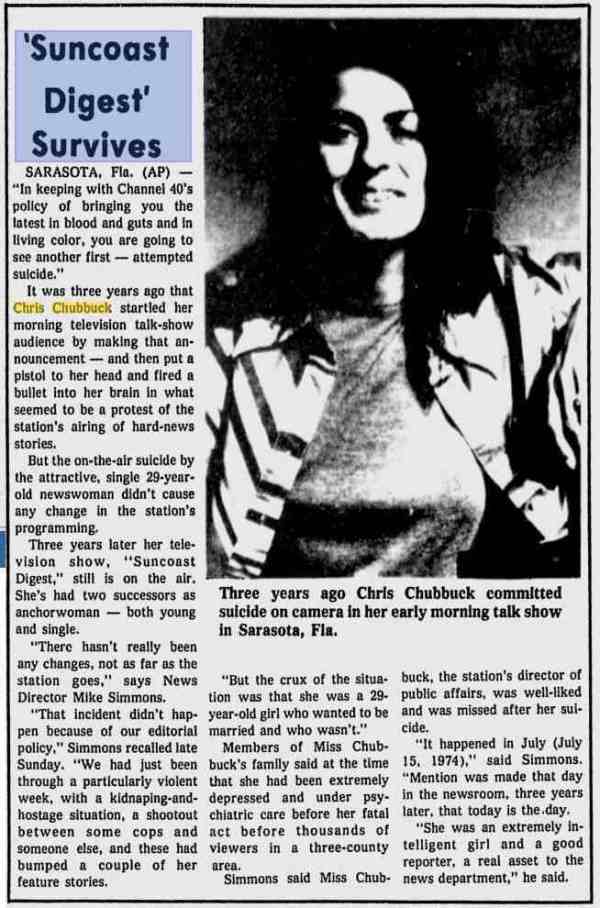 Christine Chubbuck news story 1977