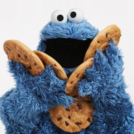 The Cookie Monster holding cookies