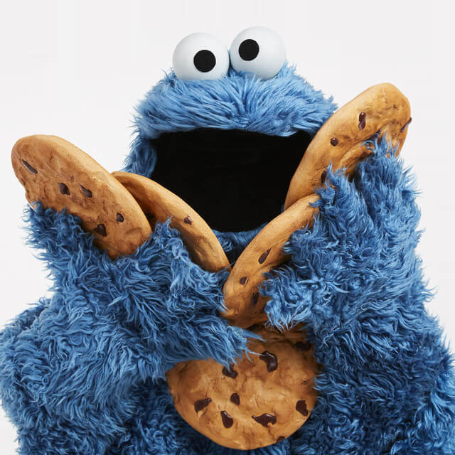 The Cookie Monster holding cookies