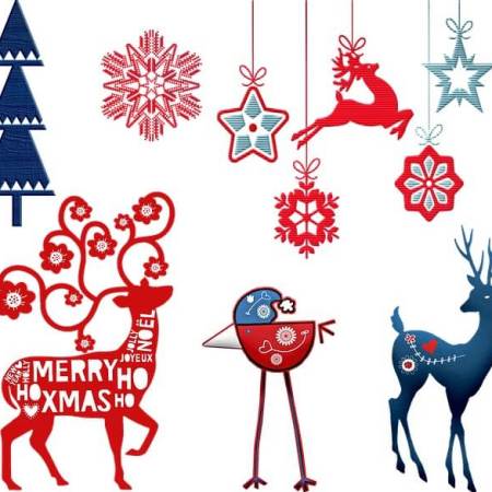 Christmas items in red and blue