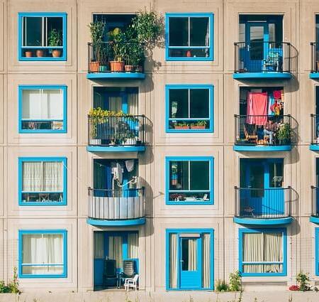 An assortment of well aligned apartments