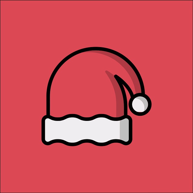 Santa's cartoon hat with a red background