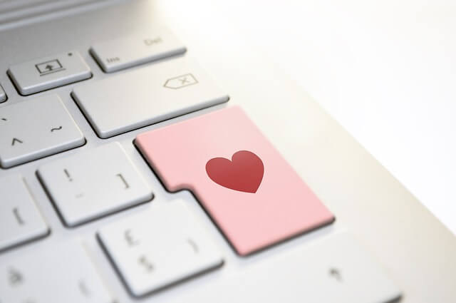 A love heart on a keyboard enter key
