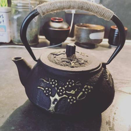 A steel Japanese teapot