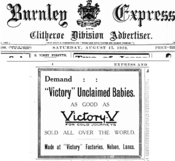 Burnley Express and Unclaimed Babies advert