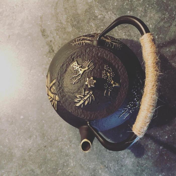 Overhead view of a Japanese teapot