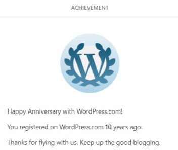 WordPress 10 Year Blogging Achievement