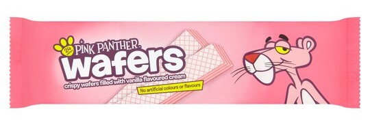 A packet of pink wafer biscuits
