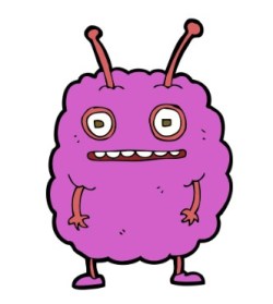 A purple fluffy alien