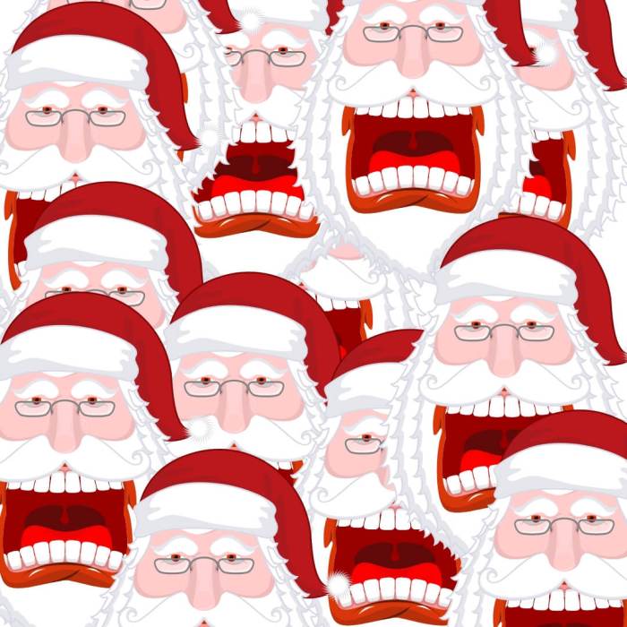 A lot of crazy Santa Clauses