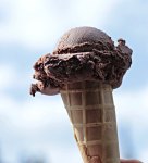 A chocolate ice cream cone