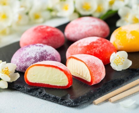 A collection of mochi on a plate