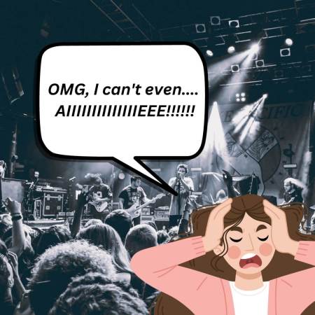A screaming woman at a concert