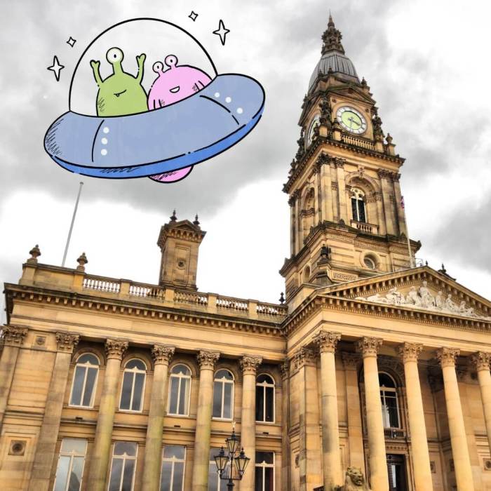 Aliens invading Bolton Town Hall