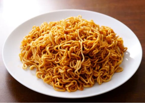 A plate of instant noodles